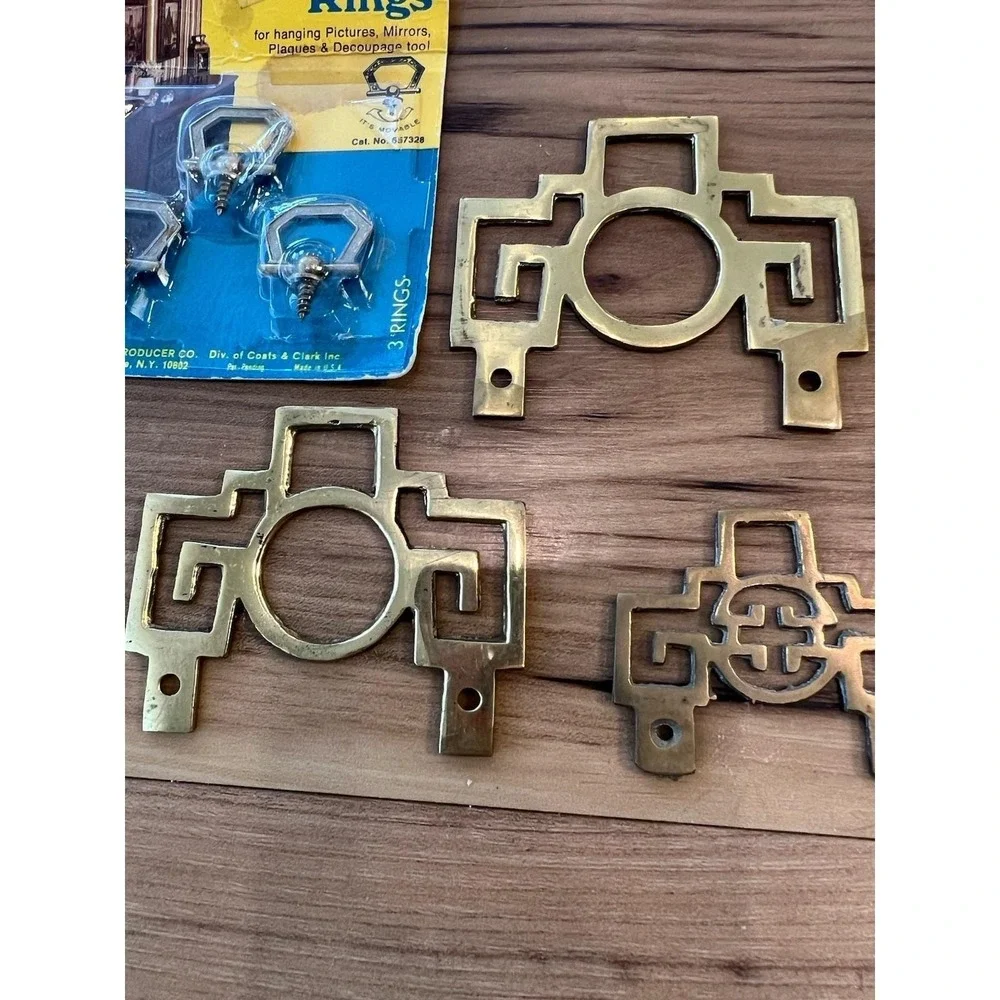 Vintage Homecraft Decorative Brass Rings Drawer Pulls Handles Lot of 4 + 3 NOS